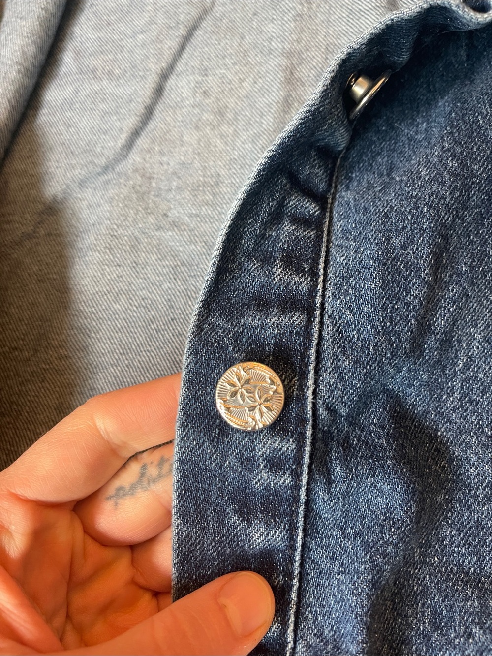 Denim Button-Front Jacket - Picture 3 of 8